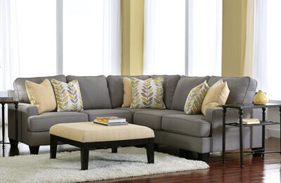 A sectional and coffee table