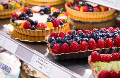 Delicious fresh fruit and pastries