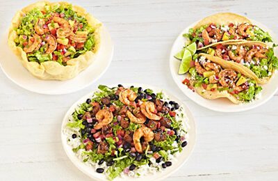 various foods from Qdoba Mexican Grill