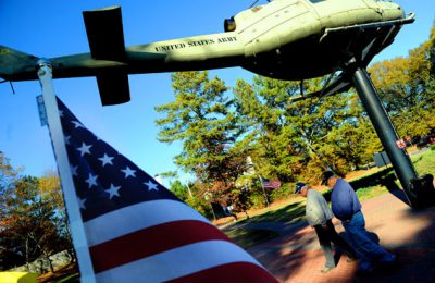 United states army helicopter and american flag