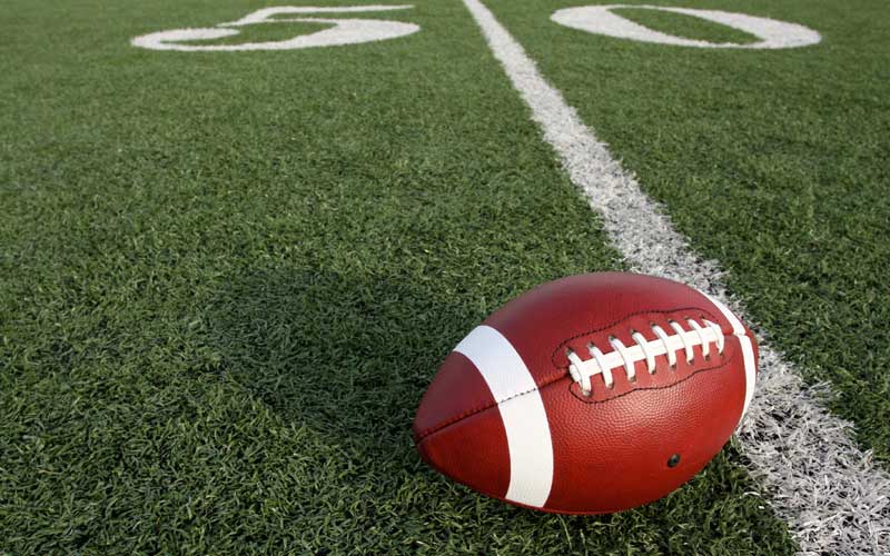 a football on the 50 yard line