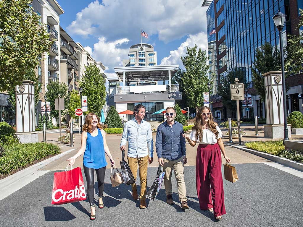 Group of friends enjoying a beautiful day shopping