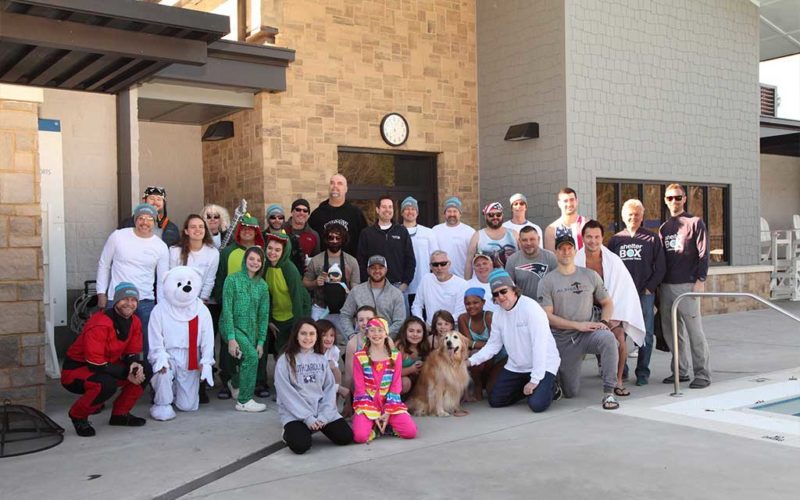 A group shot of people participating in the Polar Bear Plunge