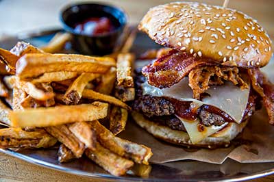 bacon cheeseburger and truffle fries