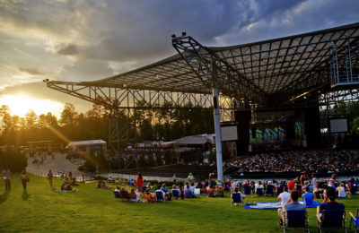 ameris bank ampitheater at sunset