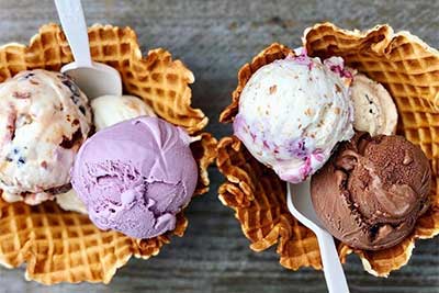 ice cream in waffle bowl