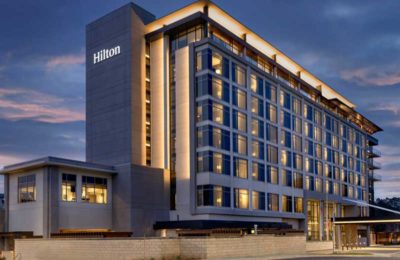 exterior of hilton hotel in Alpharetta