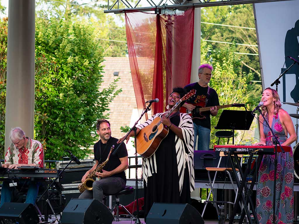 group of musicians singing