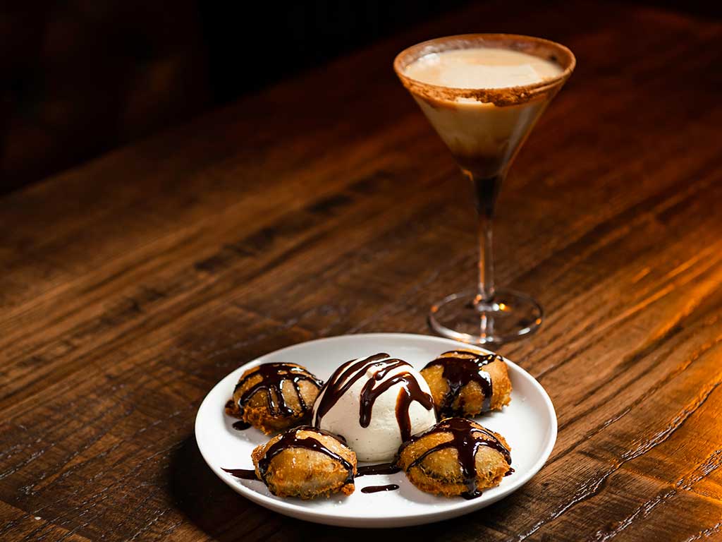 fried oreos and a drink