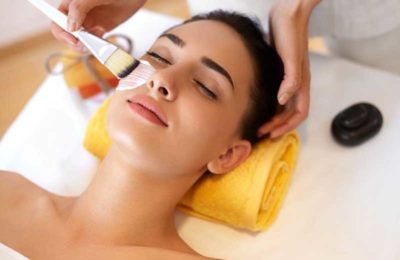 woman getting facial