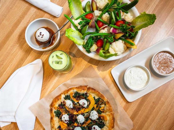 salad and healthy pizza