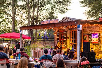 outdoor stage with musicians