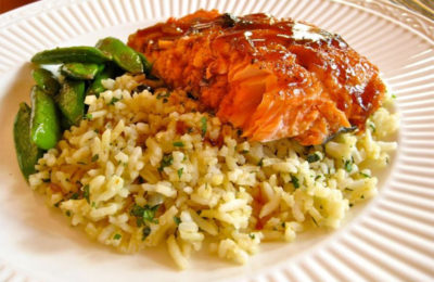 salmon with rice