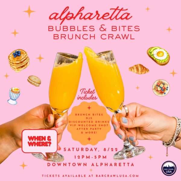 bubble and bites brunch crawl event poster