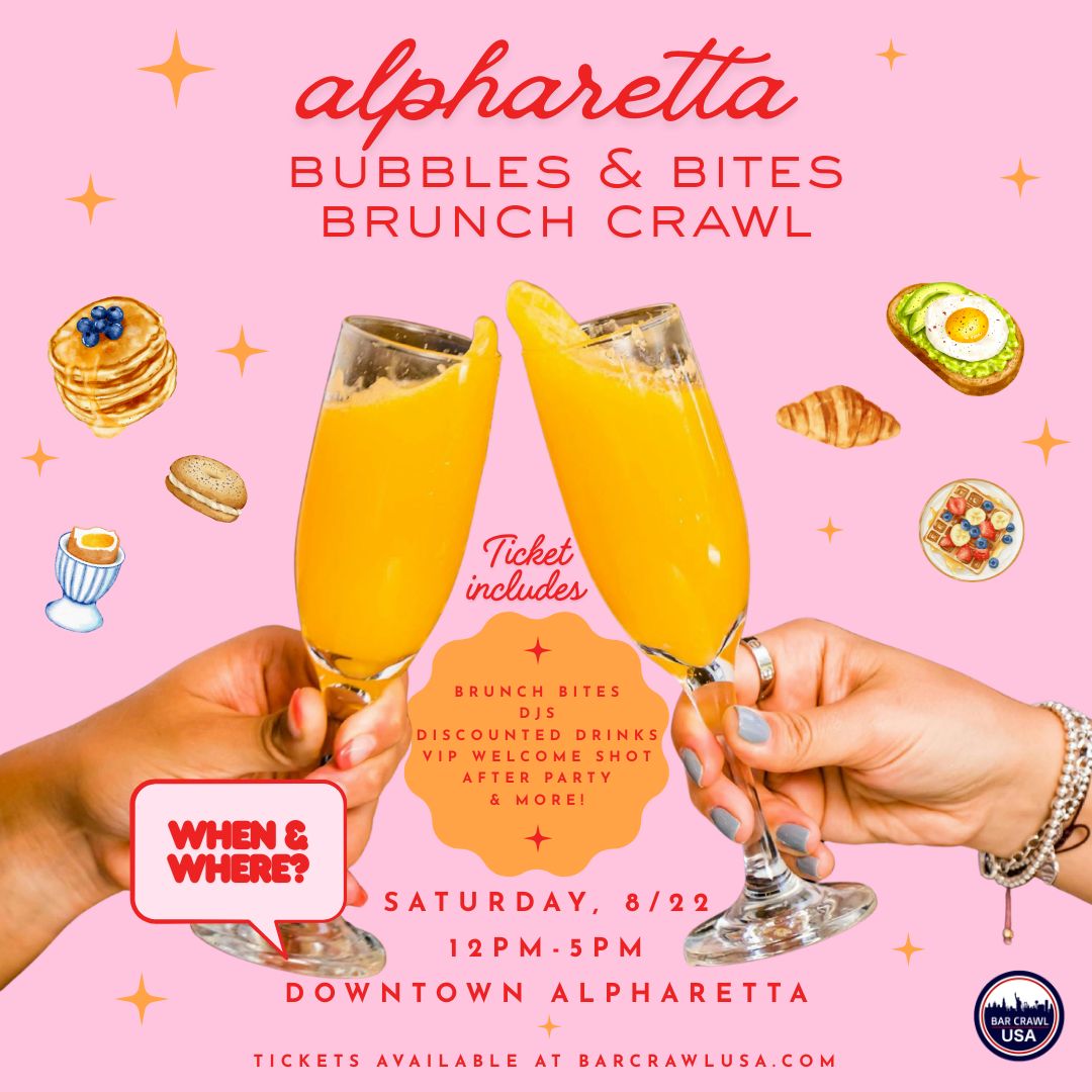 bubble and bites brunch crawl event poster