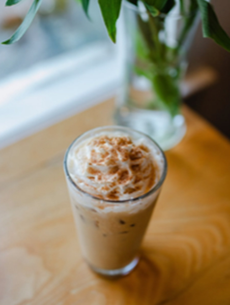 iced coffee on a cafe table