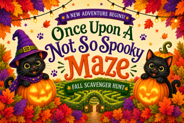a not so spooky maze graphic