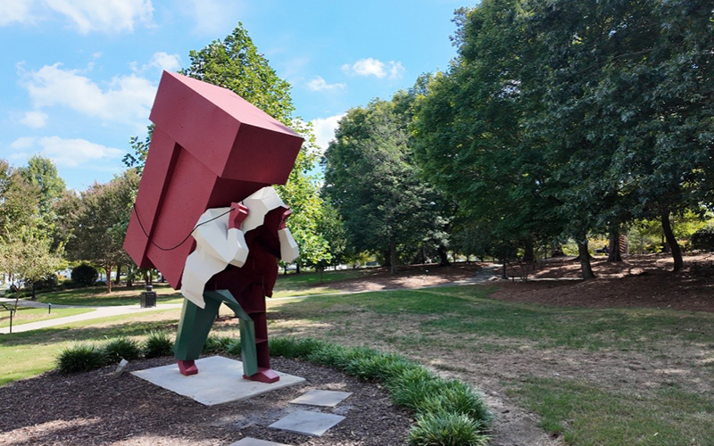 sculptural artwork on display in public space.